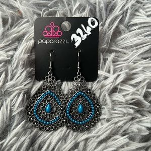 Earrings blue and black gun metal